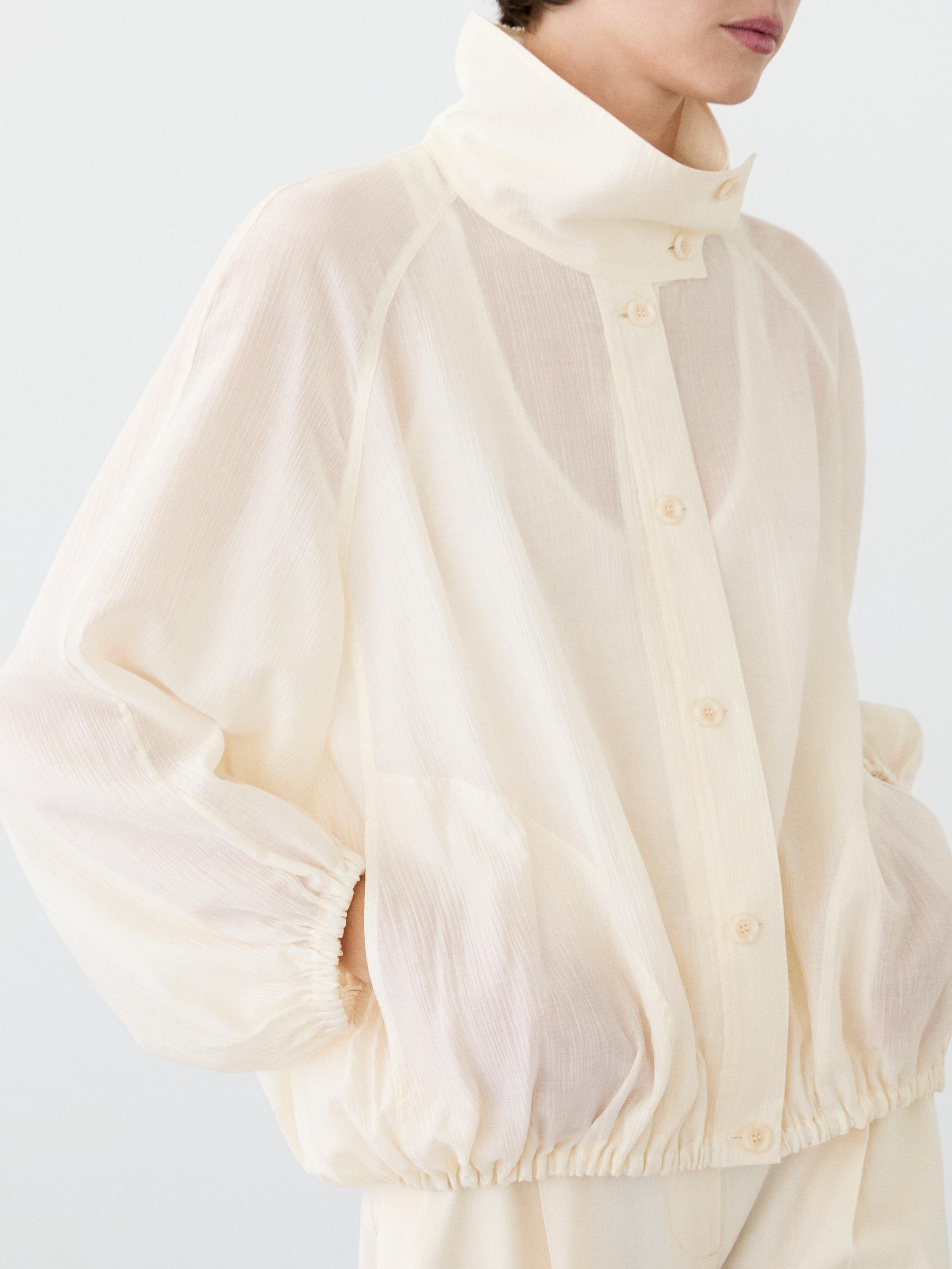 Flowy bomber jacket with puff detail